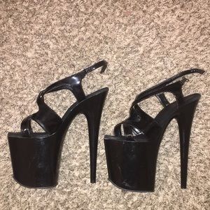 Pleaser Flamingo Black Strappy